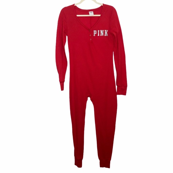 PINK Victoria's Secret Other - VS PINK | Red Long John Holiday Onesie Thermals M